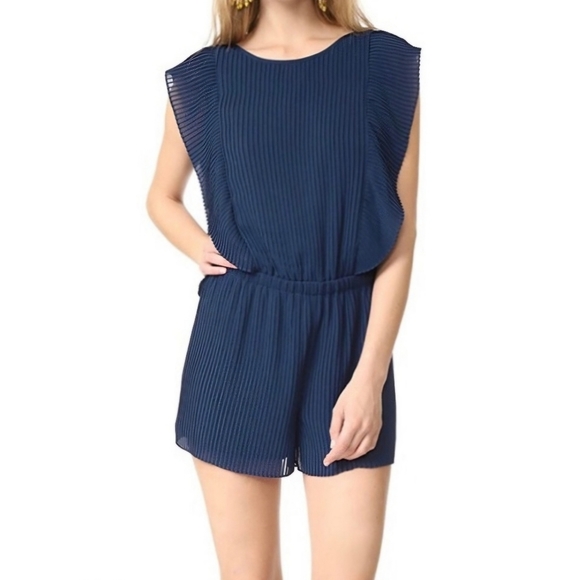 Club Monaco Pants - Club Monaco Navy Pleated Romper, Size 2